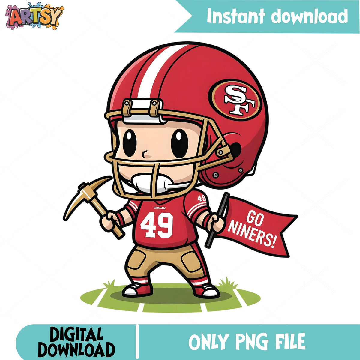 San Francisco 49ers Chibi PNG, Go Niners Football PNG, NFL PNG