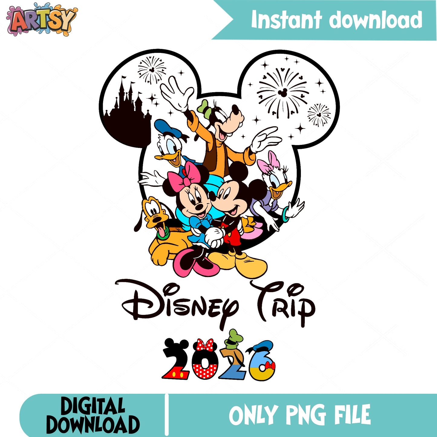 Disney Trip 2026 PNG, Mickey And Friends Disney, Family Vacation PNG