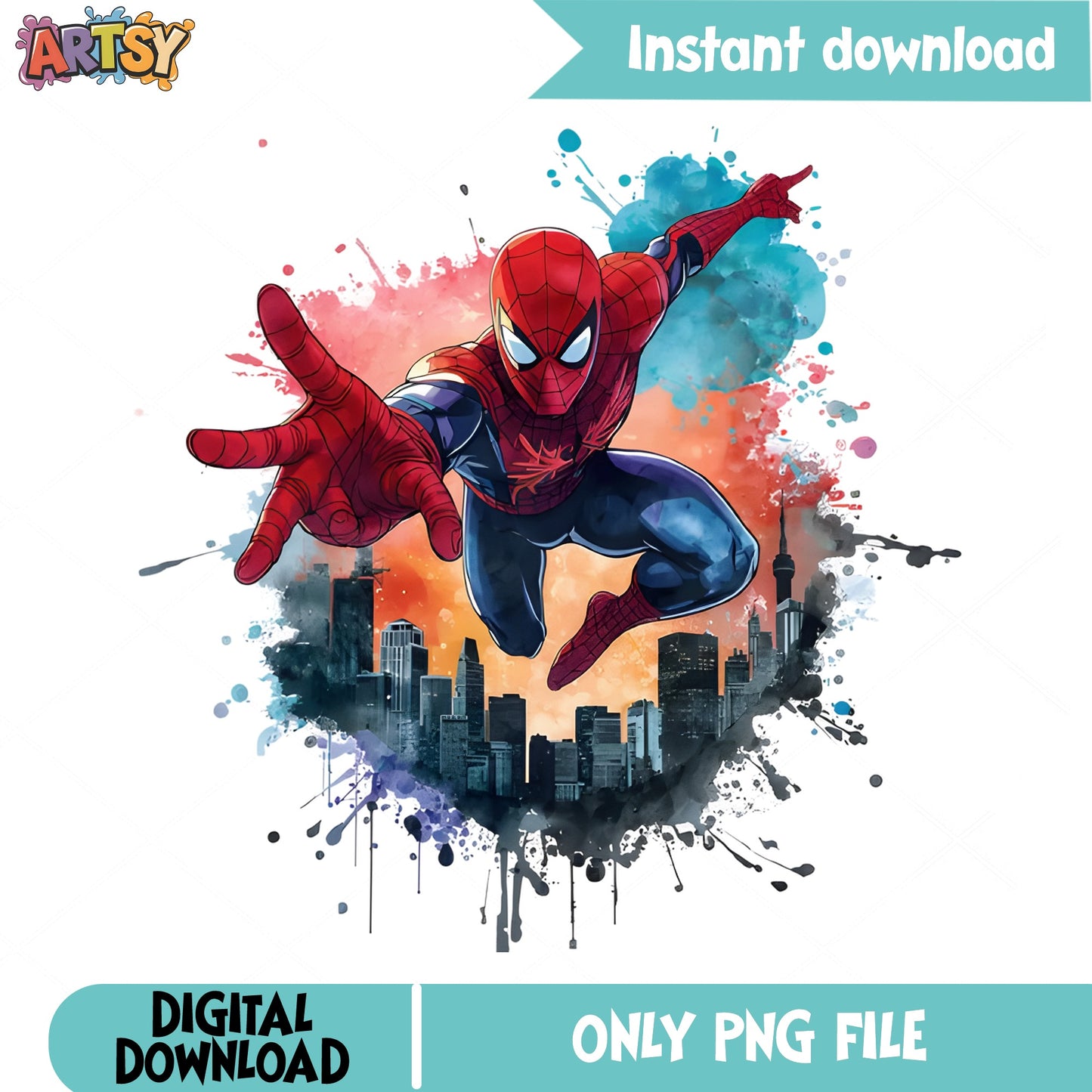 Spiderman Watercolor PNG, Marvel Superhero PNG, Spider Man PNG