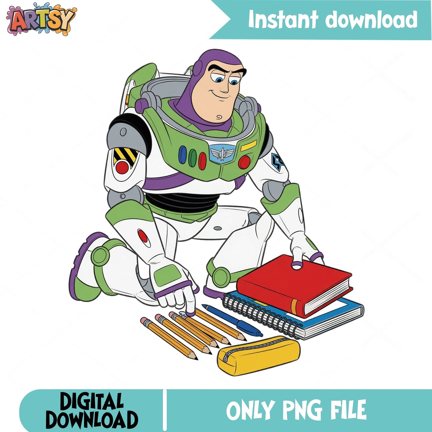 Buzz Lightyear Back To School PNG, Toy Story PNG, Disney PNG