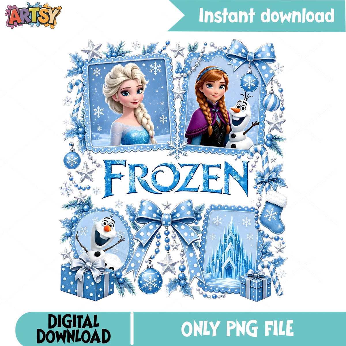 Frozen Christmas PNG, Elsa Anna Olaf PNG, Frozen Holiday PNG