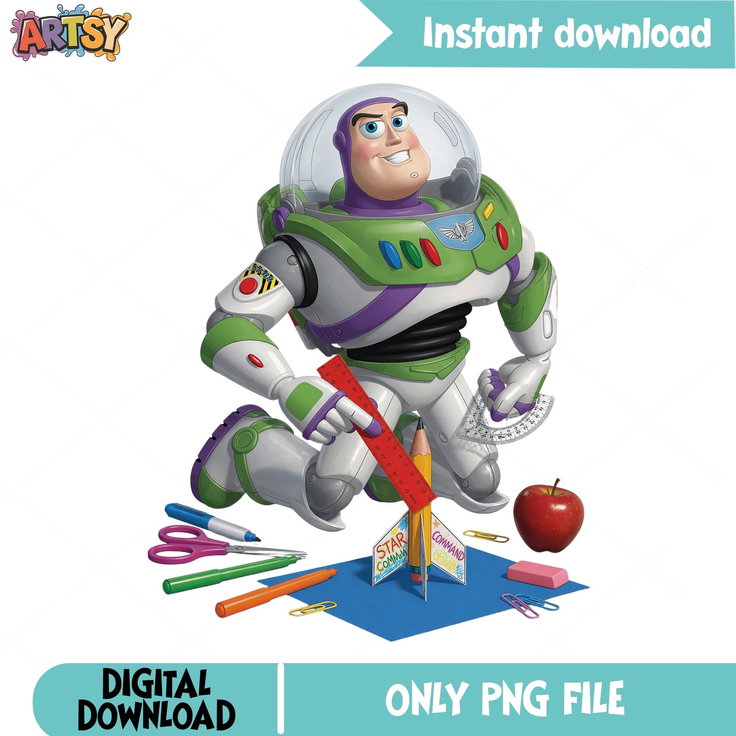Buzz Lightyear Back To School PNG, Toy Story PNG, Disney PNG