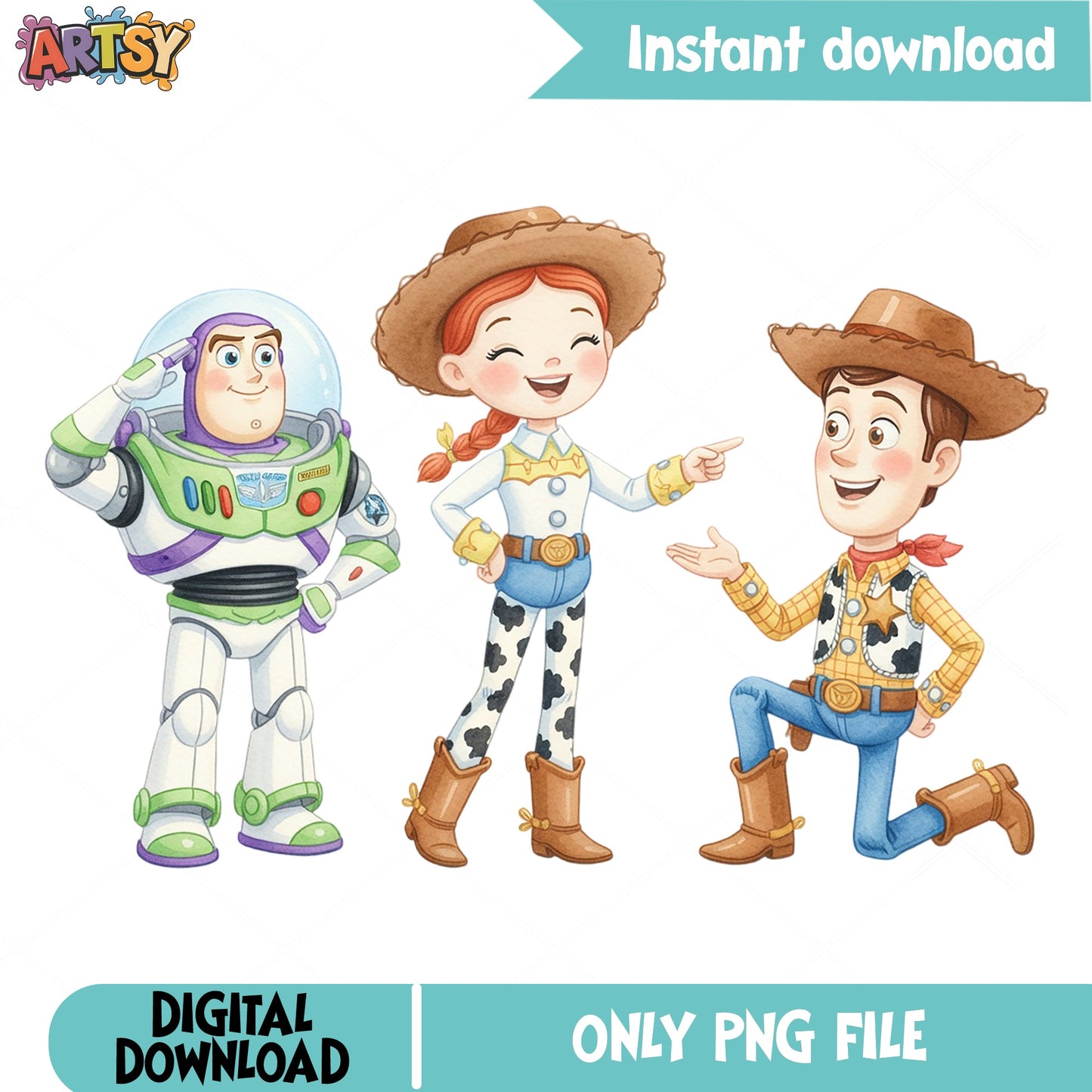 Toy Story Characters PNG, Woody Buzz Jessie PNG, Disney Pixar PNG
