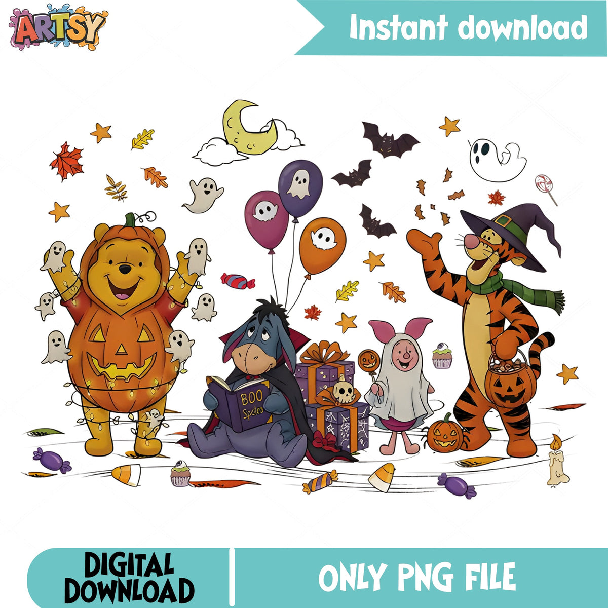 Winnie The Pooh Halloween PNG, Pooh And Friends PNG, Disney Halloween PNG