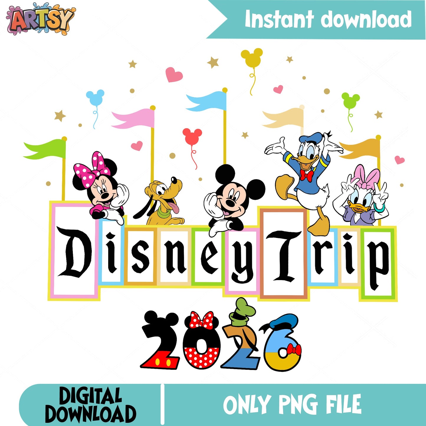 Disney Trip 2026 PNG, Mickey And Friends PNG, Disney Family PNG