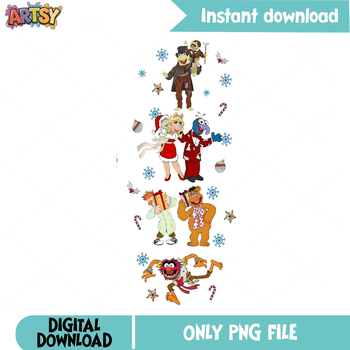 Muppets Christmas Stacked Characters PNG, Kermit PNG, Beaker PNG