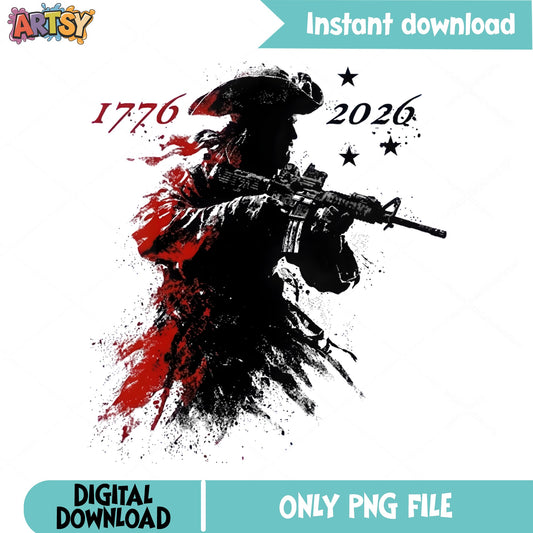 1776 2026 American Patriot Soldier PNG, 4th Of July PNG, USA PNG