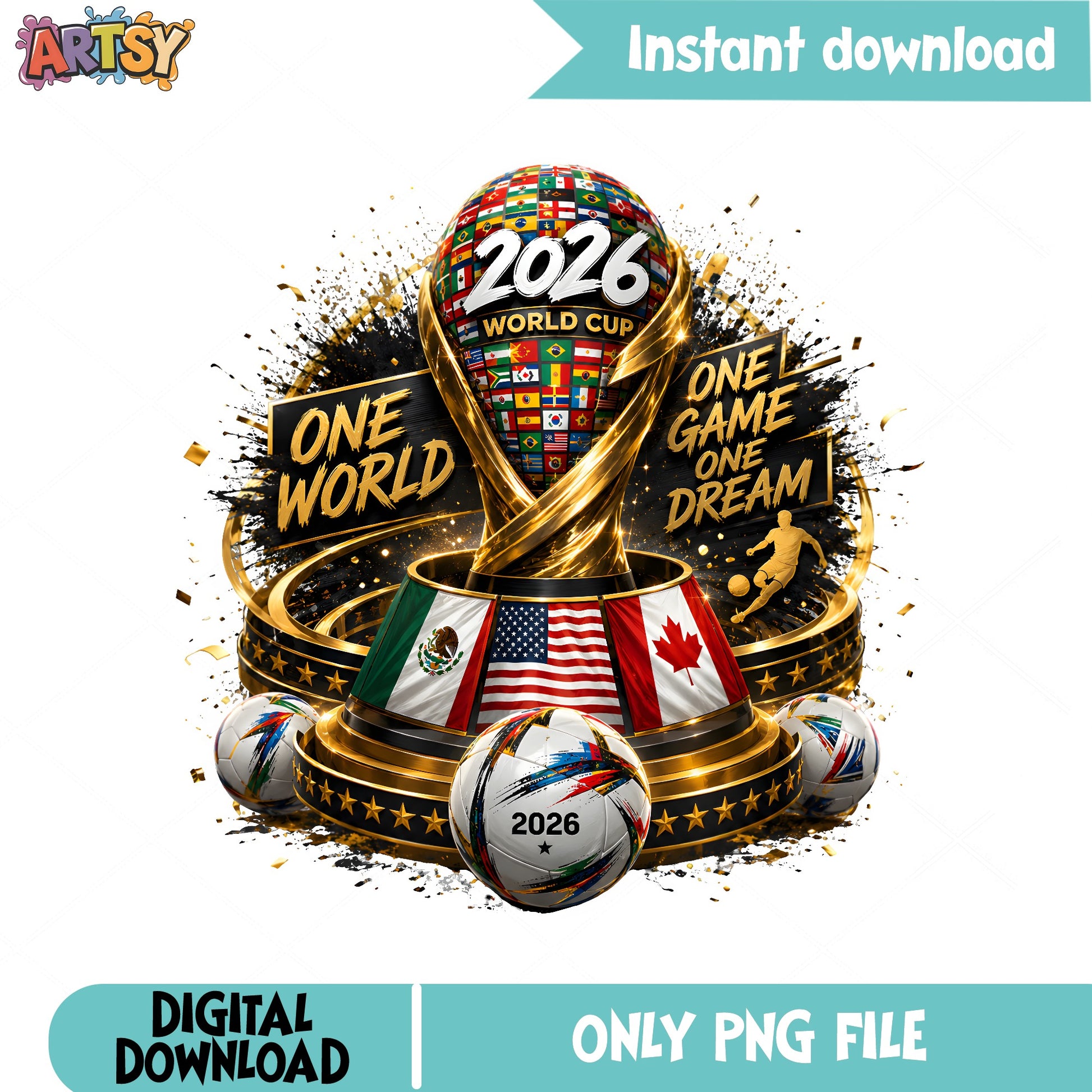 2026 World Cup PNG, Soccer Trophy One World One Dream PNG, Football PNG
