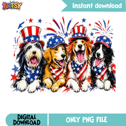 4th Of July Dogs PNG, Patriotic Dog America PNG, USA Dog PNG