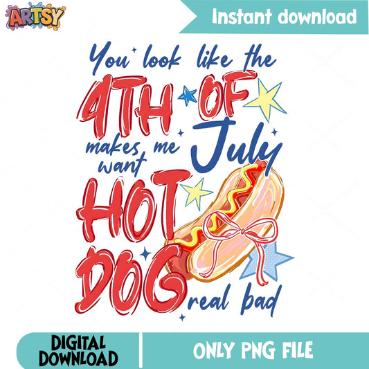 4th Of July Hot Dog PNG, Funny 4th Of July PNG, America PNG