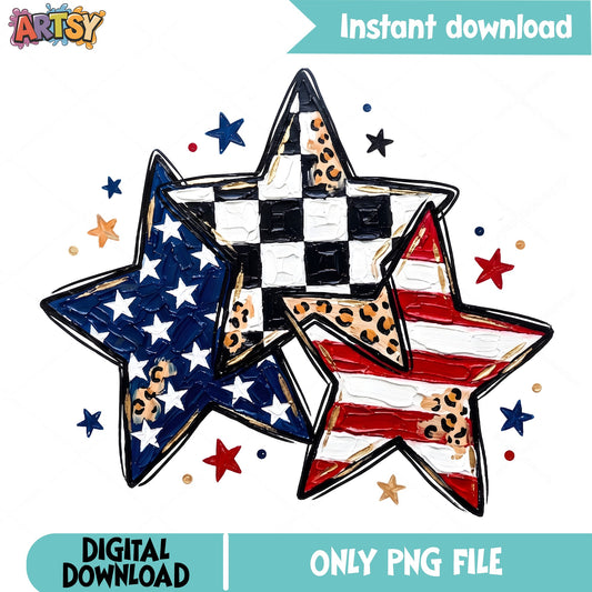 4th Of July Leopard Stars PNG, Patriotic American Stars, USA PNG