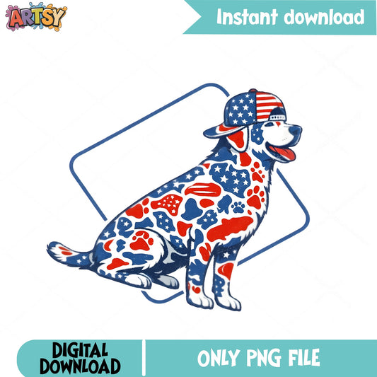 4th Of July Patriotic Dog PNG, American Flag Dog PNG, Dog Lover PNG