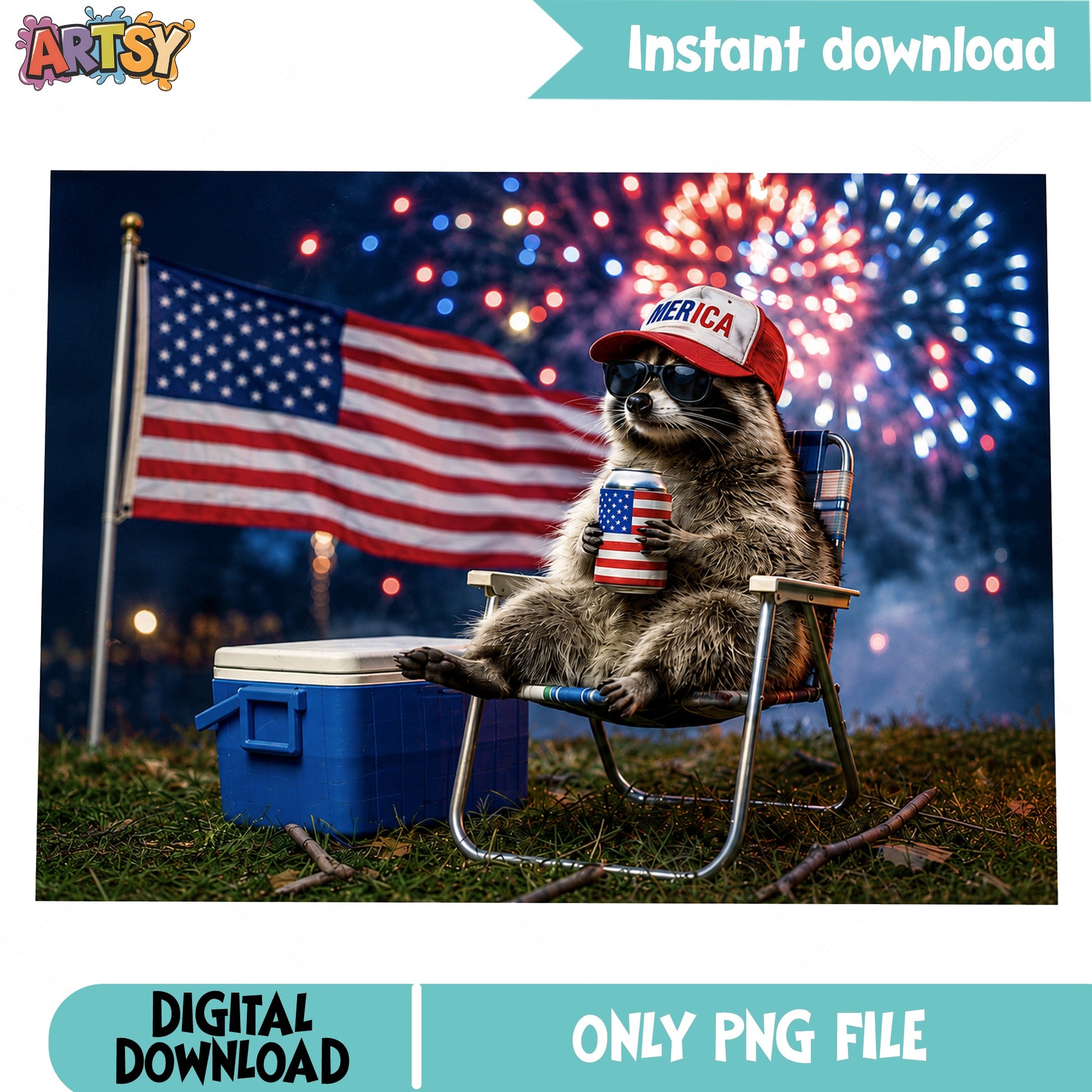 4th Of July Raccoon PNG, Merica Raccoon PNG, Patriotic Raccoon PNG