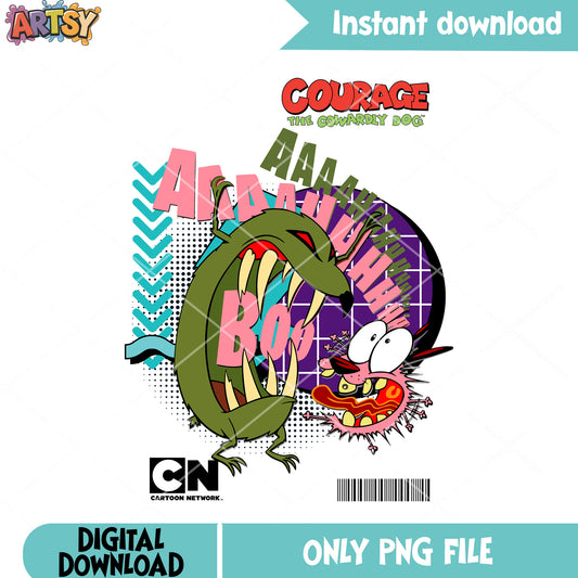 90s style Courage png, Cartoon Network png, courage scary png.