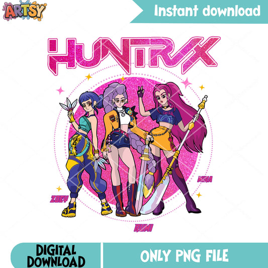 90s style huntrix girl png, kpop hunters png, huntrix member png
