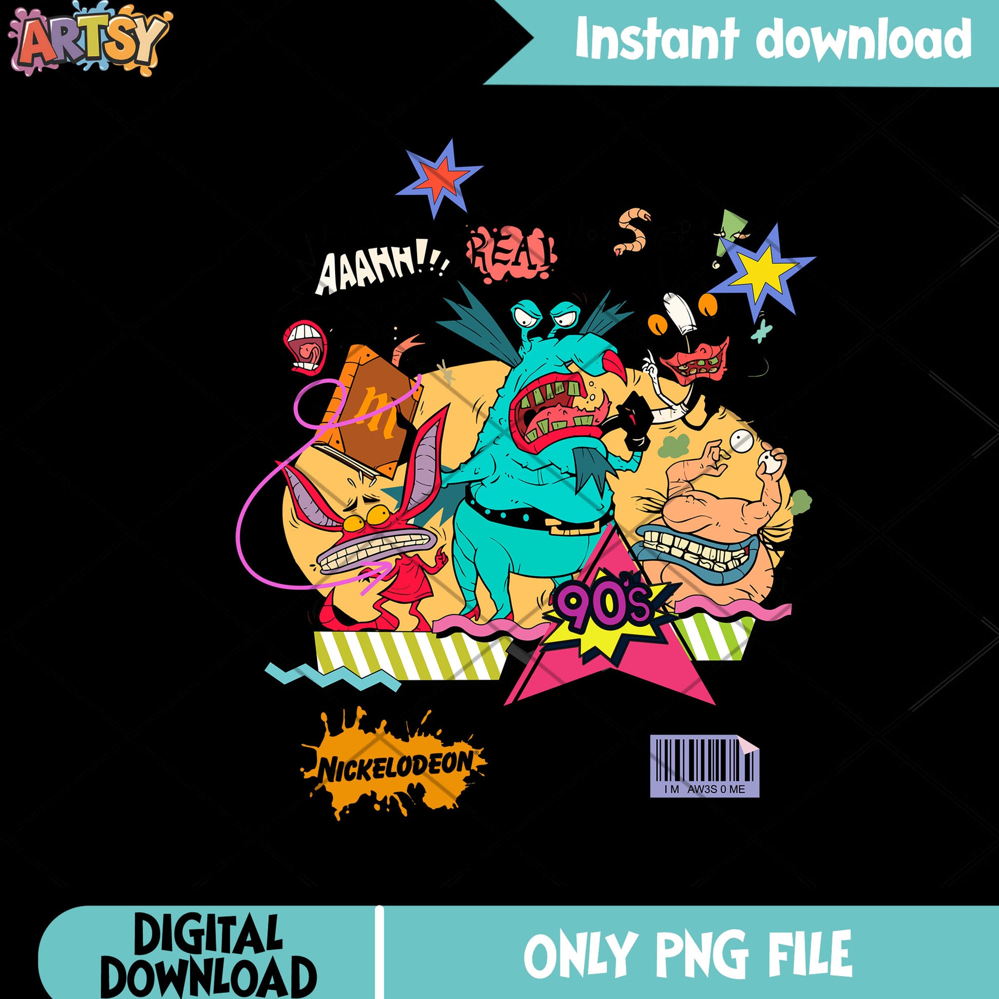 Aaahh Real Monsters png, 90s cartoon png, Nickelodeon png