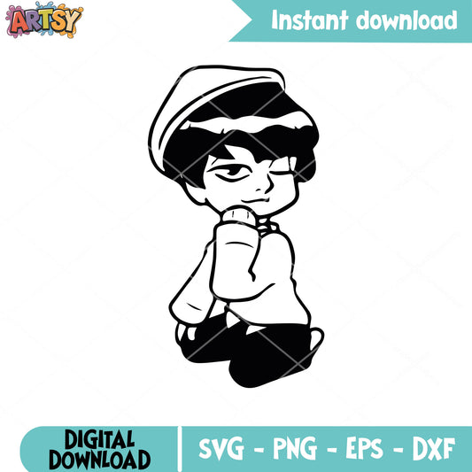 Abby saja sitting outline svg, abby saja svg, saja boys svg