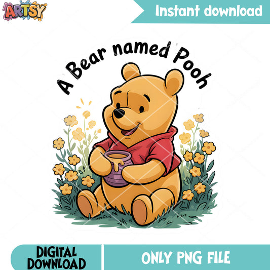 A bear named pooh png, disney stickers png, winnie the pooh png