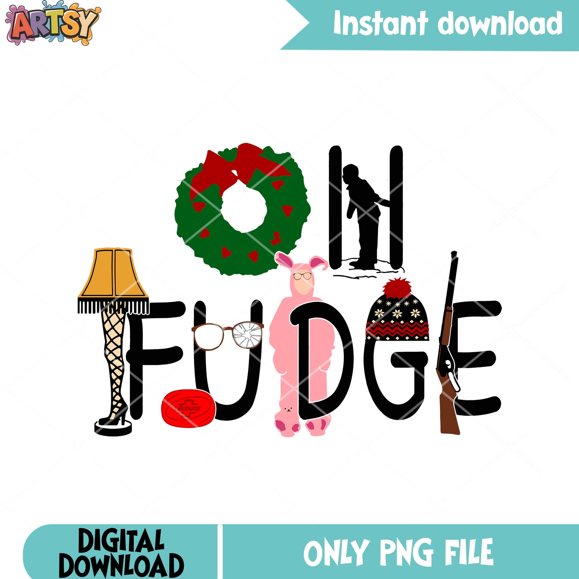 A christmas story xmas cards png, christmas wreath png, merry xmas png