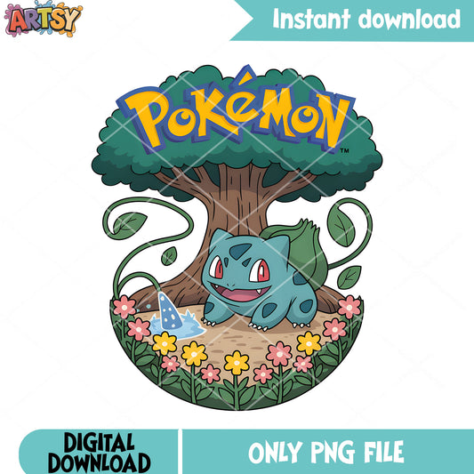 Acient tree bulbasaur png, pokemon bulbasaur png, pokemon poster png