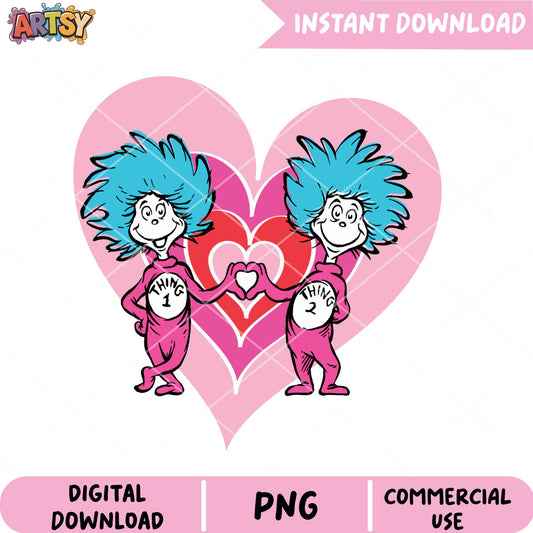 Adorable Thing 1 and Thing 2 PNG Graphic for Instant Download