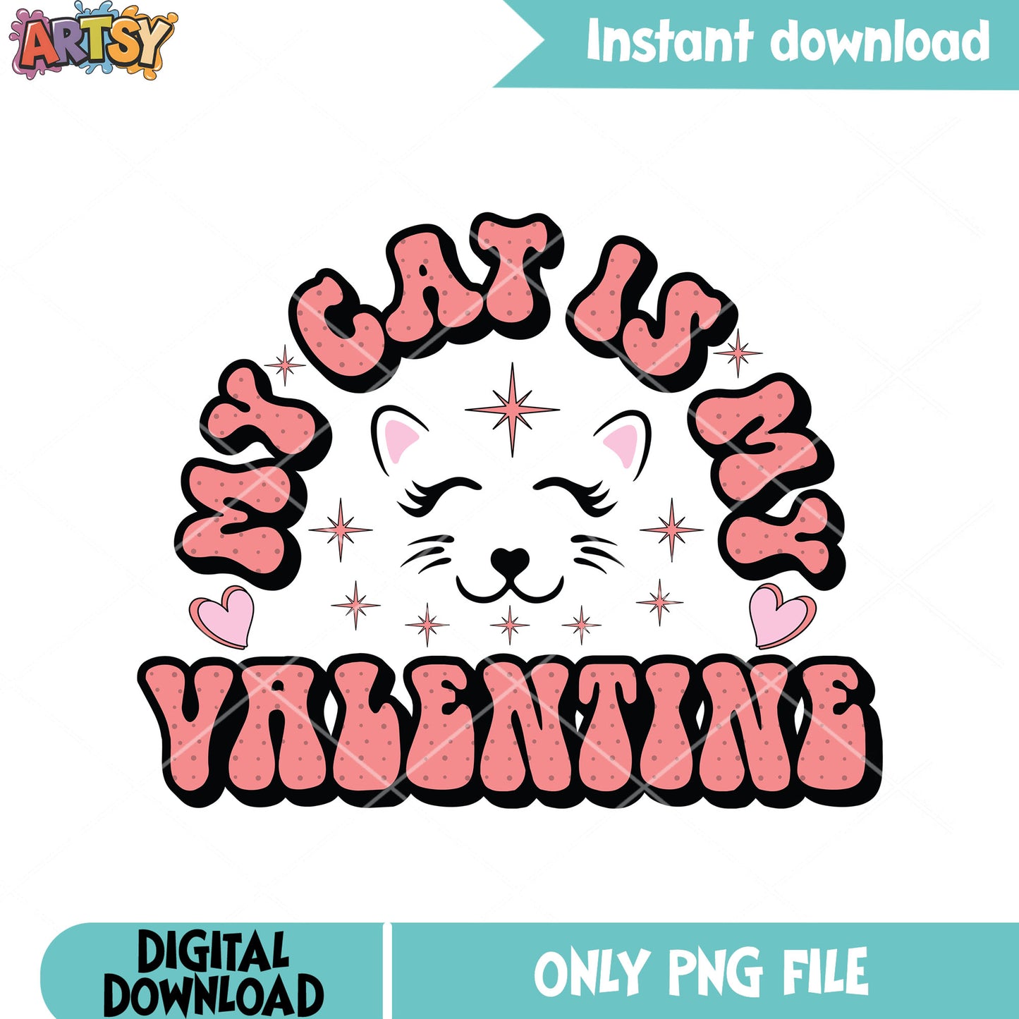 Adorable cat valentines png, valentine cat png, cute vibes png