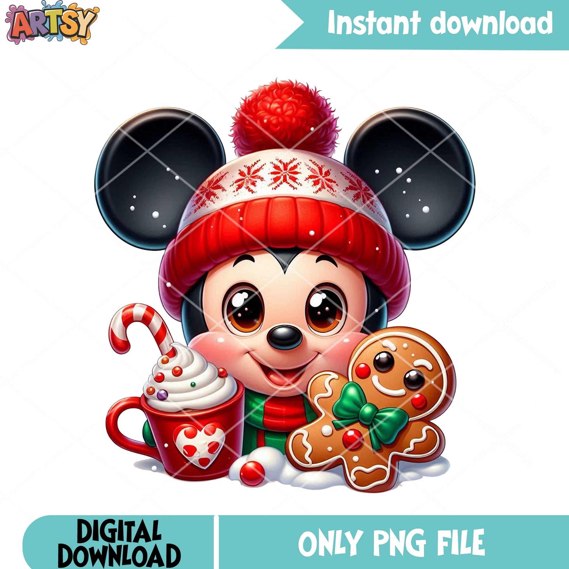 Adorable christmas mickey png, disney christmas png, mickey mouse png
