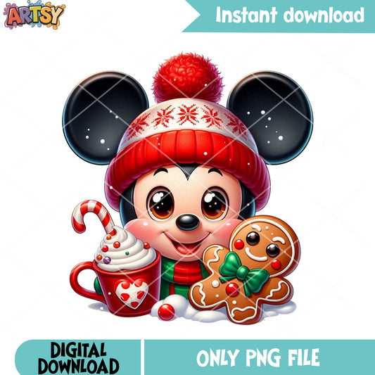 Adorable christmas mickey png, disney christmas png, mickey mouse png