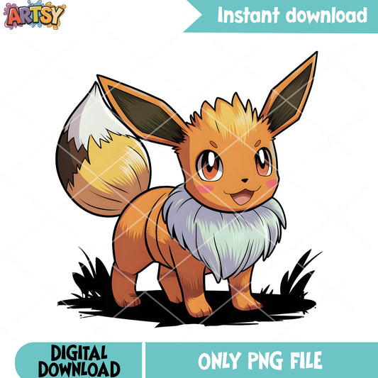 Adorable eevee classic png, cute pokemon png, pokemon eevee png
