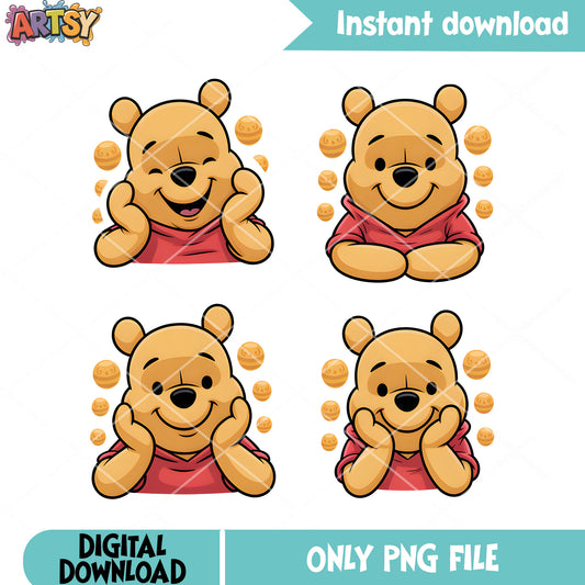 Adorable pooh poster png, disney vibes png,​ pooh poster png
