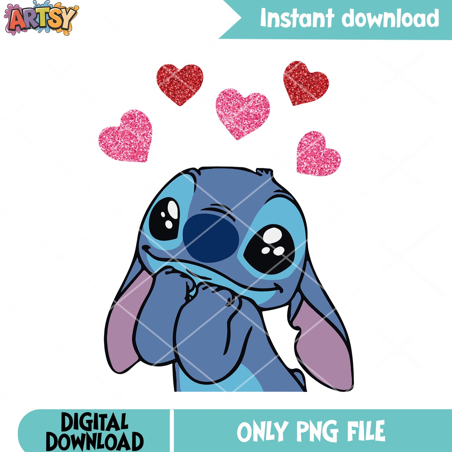 Adorable stitch valentine png, disney valentine png, valentine heart png