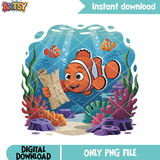 Adventure hunting treasure png, poster nemo png, finding nemo png