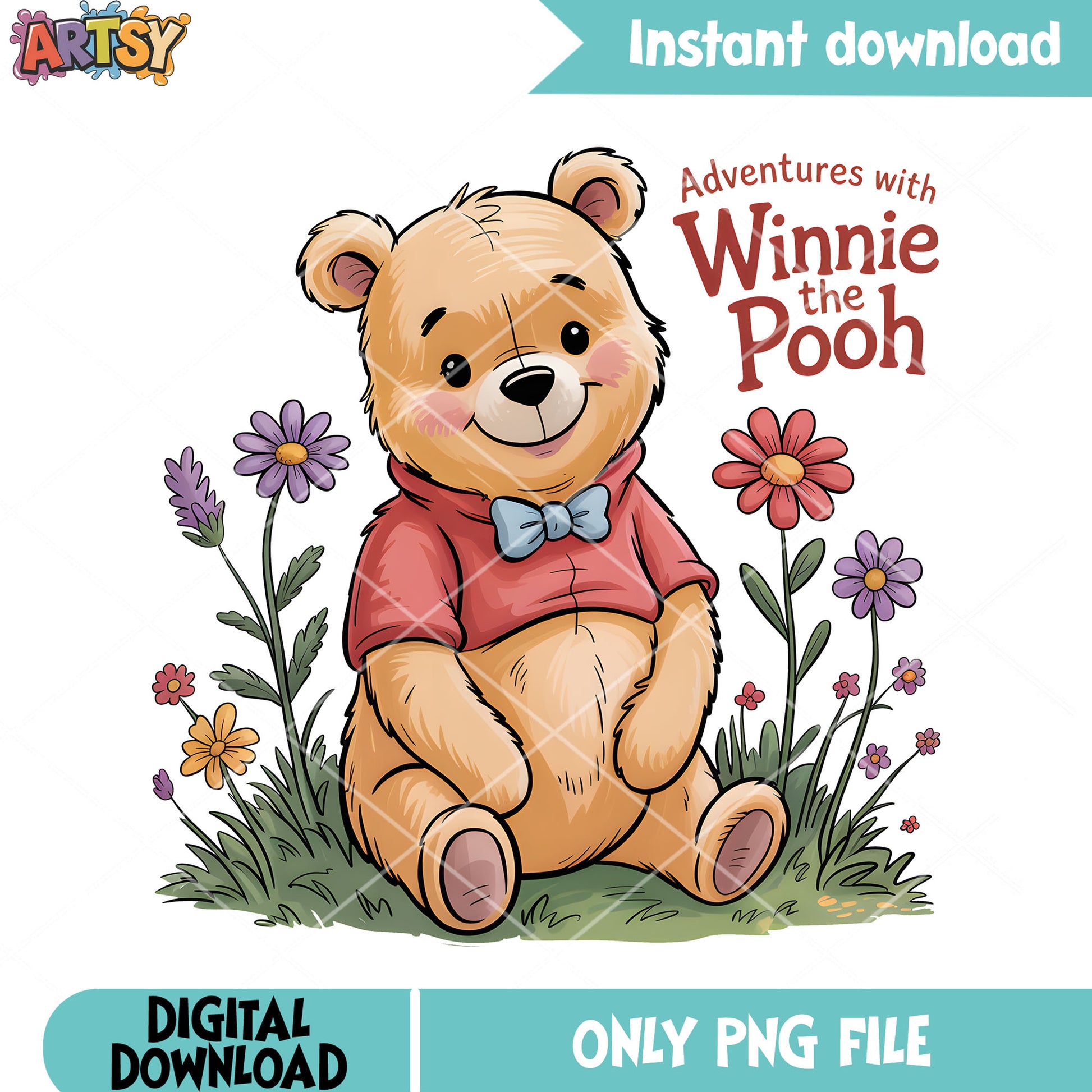 Adventure with winnie the pooh png, vintage pooh png, classic pooh png