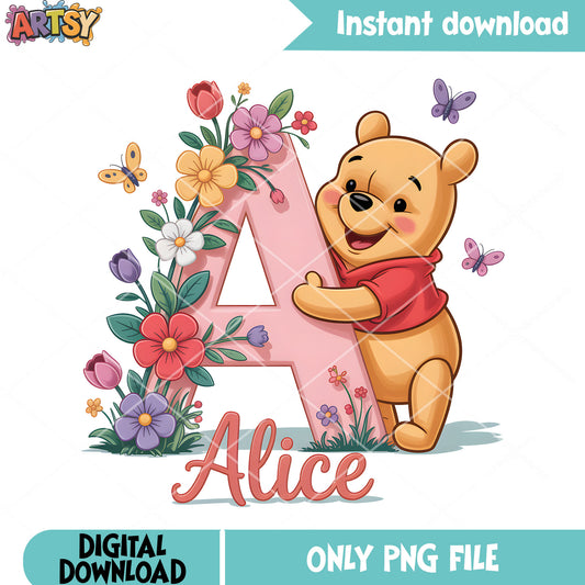 A for alice pooh png, classic pooh png,​ pooh bear gifts png