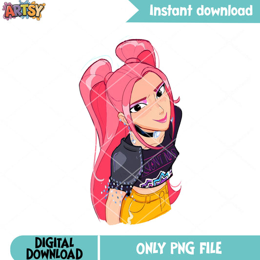 Ahri anime kpop png, ahri kpop png, anime ahri poster png