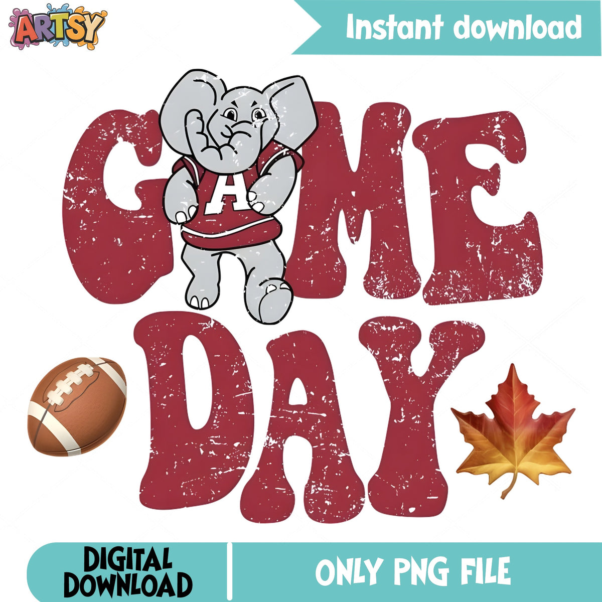Alabama Elephant Game Day PNG, Football Game Day PNG, Fall PNG