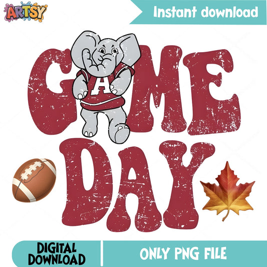 Alabama Elephant Game Day PNG, Football Game Day PNG, Fall PNG