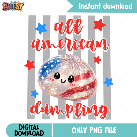 All American Dumpling PNG, 4th Of July PNG, Patriotic Cute PNG