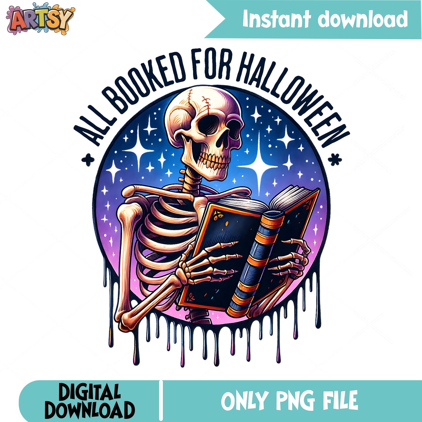 All Booked For Halloween PNG, Skeleton Reading Book PNG, Halloween PNG