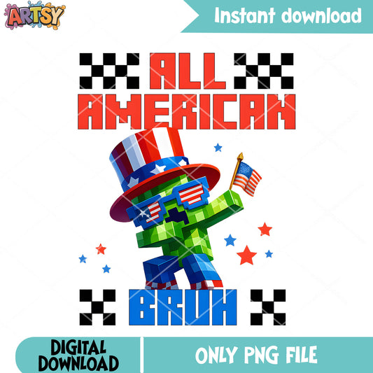 All america bruh creeper png, 4th of july png, minecraft png