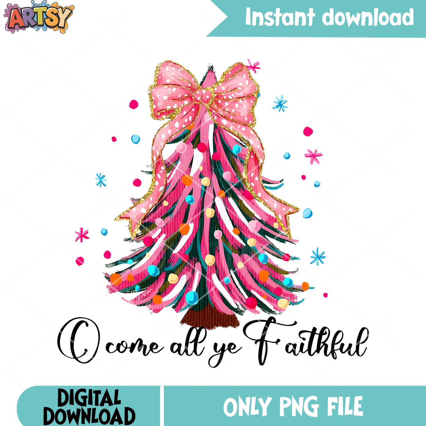 All ye faithful png, artificial chritsmas trees png, pink tree png