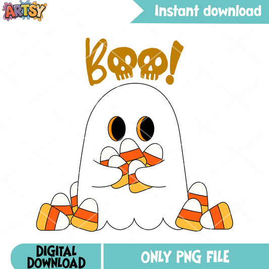 A lot of corn candy png, ghost costume png, halloween scary png