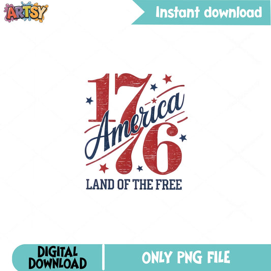 America 1776 Land Of The Free PNG, 4th Of July PNG, Patriotic PNG