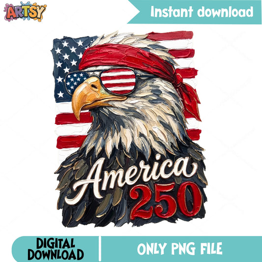 America 250 Bald Eagle PNG, 4th Of July PNG, Patriotic USA PNG