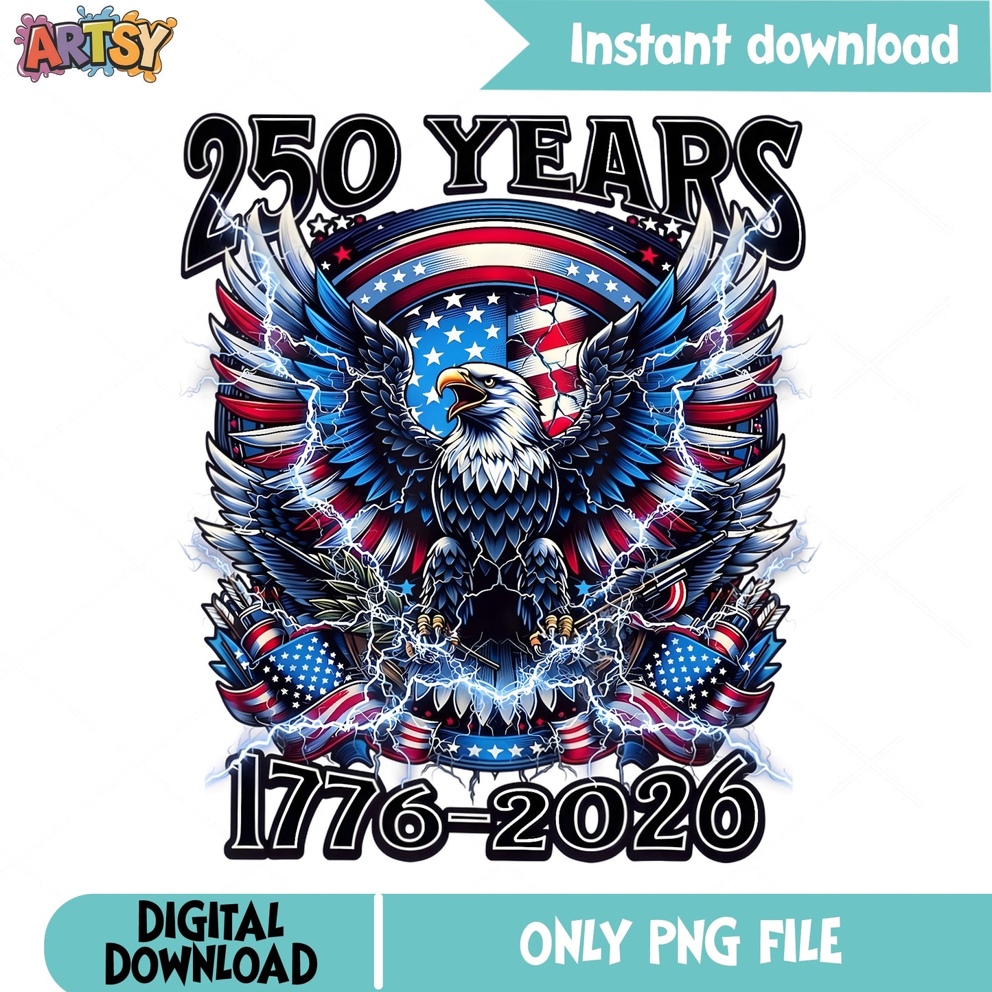 America 250 Years 1776 2026 Bald Eagle PNG, 4th Of July PNG, Patriotic PNG