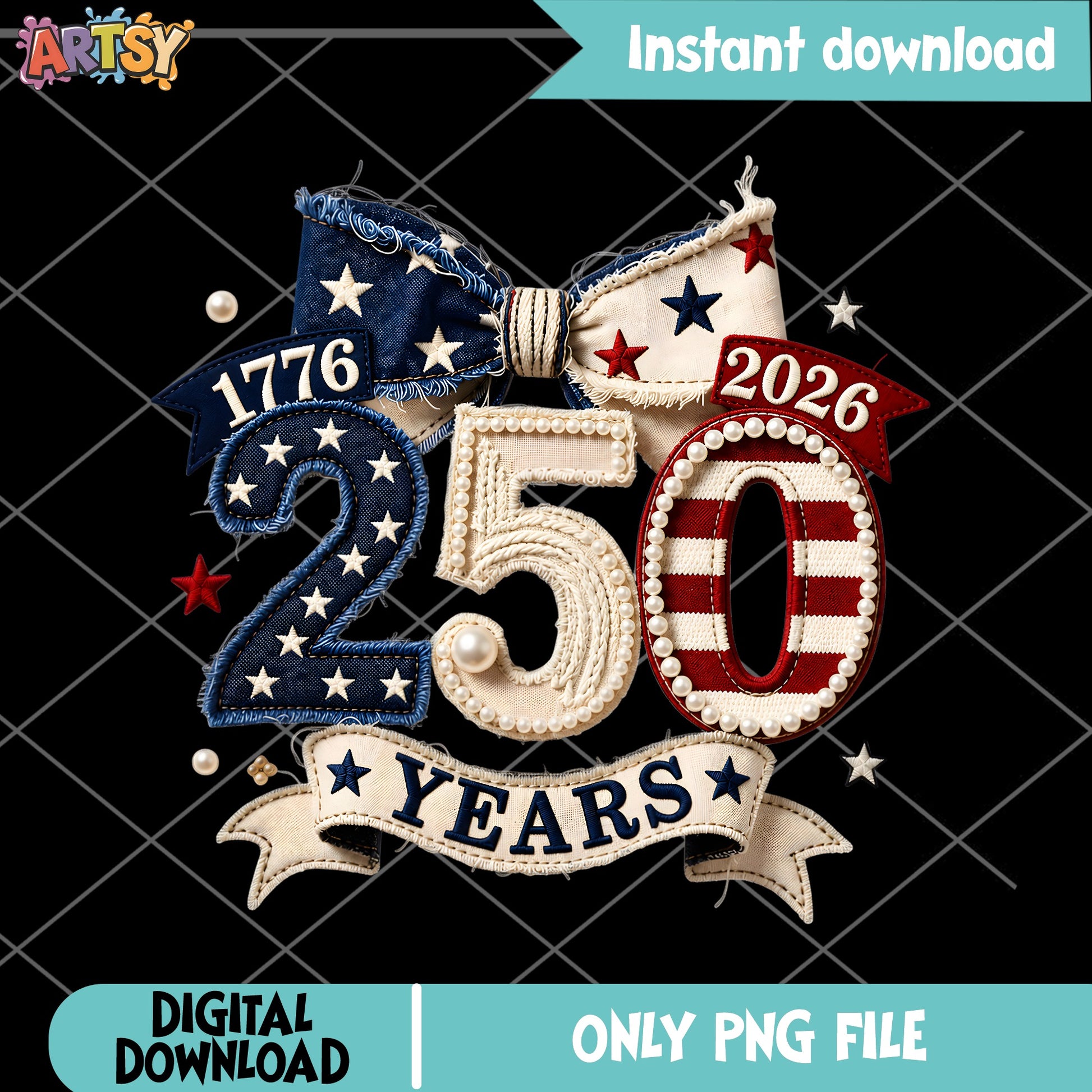 America 250 Years 1776 2026 PNG, Patriotic Bow PNG, 4th Of July PNG