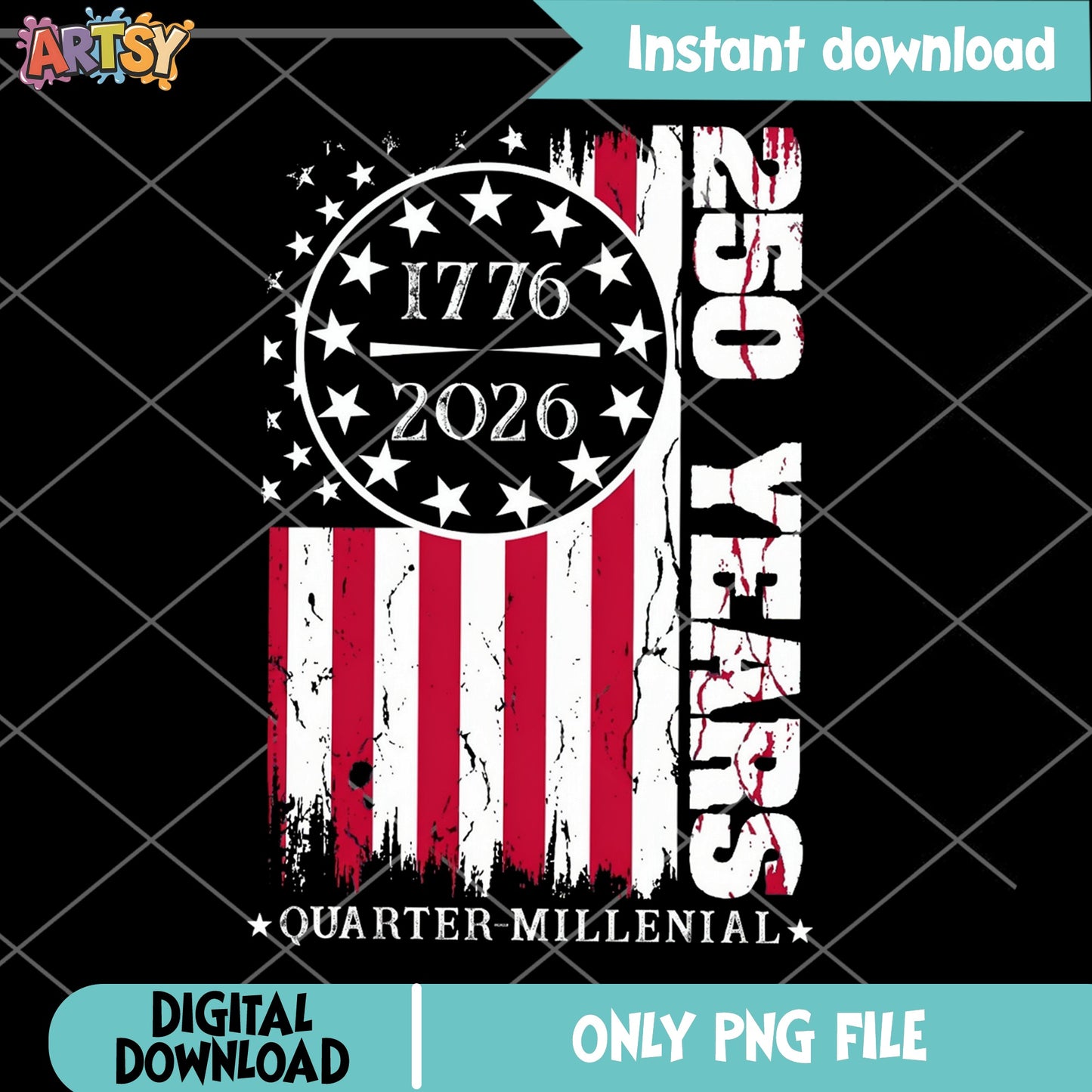 America 250 Years PNG, Quarter Millennial 1776 2026 PNG, USA Flag PNG