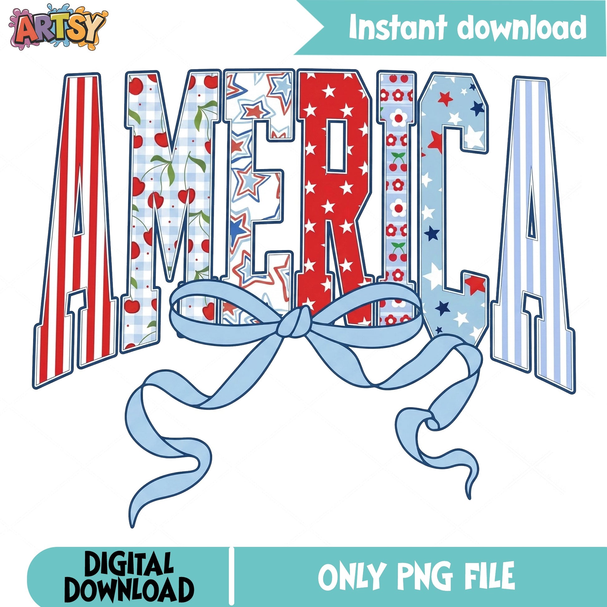 America Bow Coquette 4th Of July PNG, Patriotic USA PNG, Independence Day PNG