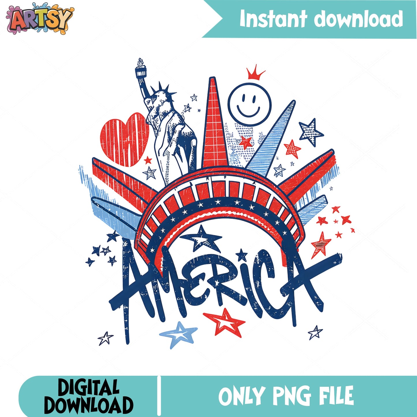 America Statue Of Liberty 4th Of July PNG, Patriotic PNG, USA PNG