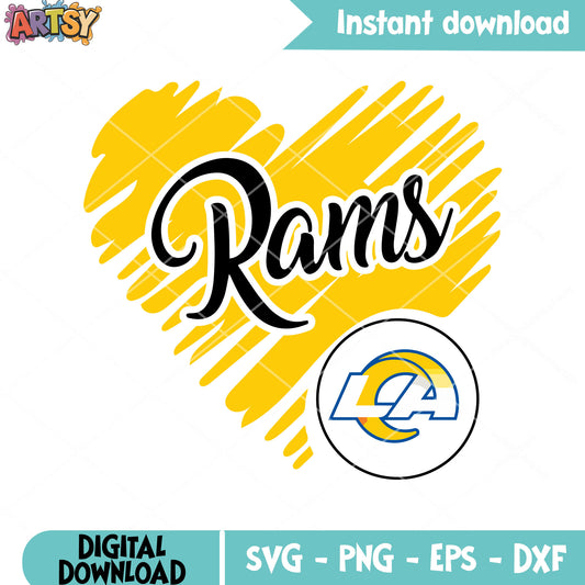 America football svg, Los angeles rams svg, heart shape svg